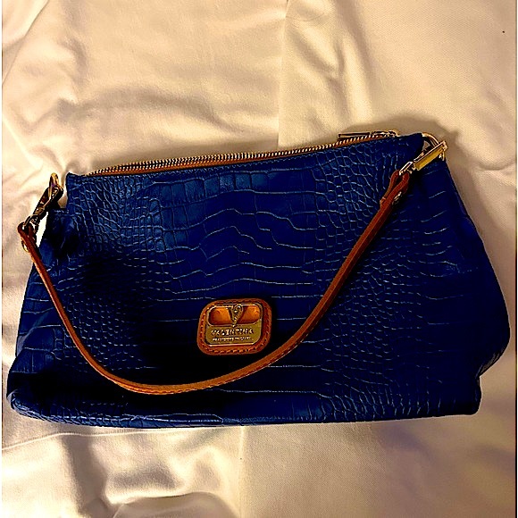 VALENTINA BLUE LEATHER SHOULDER BAG! - Picture 10 of 14
